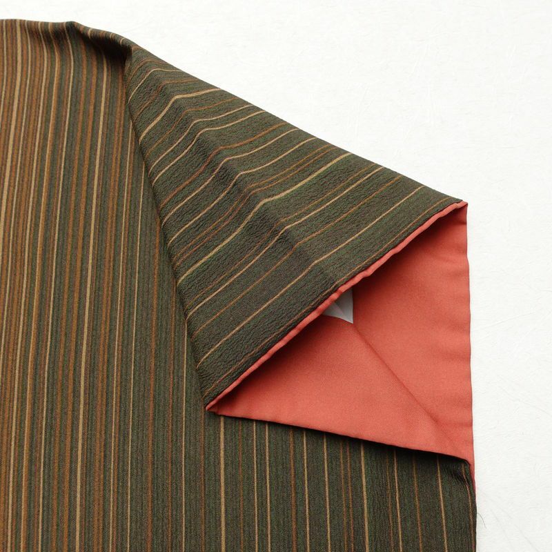 小紋 ポリエステル 縞柄・線柄 袷仕立て 身丈163.5cm 裄丈67cm 多色使い_画像12