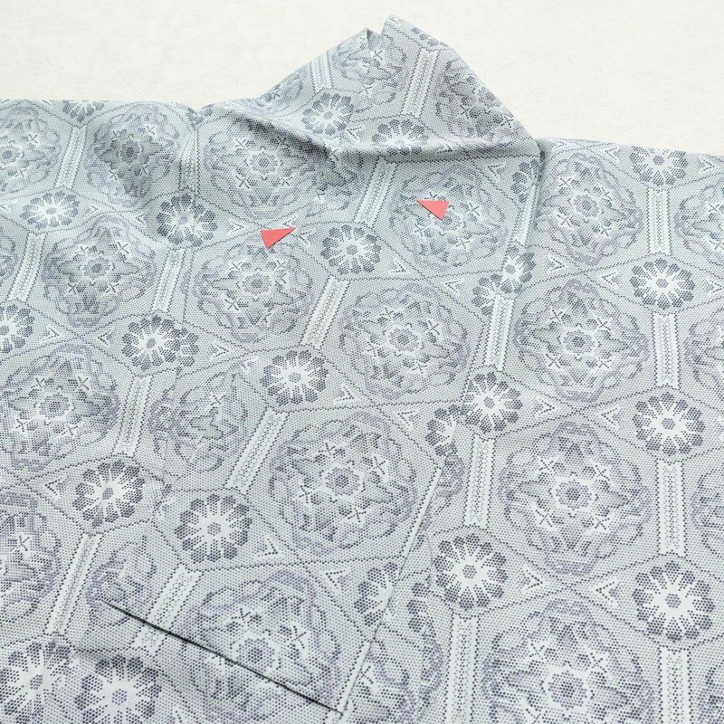 小紋 ポリエステル 幾何学柄・抽象柄 袷仕立て 身丈167.5cm 裄丈65cm 青・紺_画像15