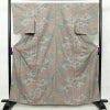 小紋 美品 しつけ糸付き ポリエステル 木の葉・植物柄 袷仕立て 身丈163cm 裄丈68cm 多色使い_画像1