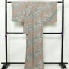 小紋 美品 しつけ糸付き ポリエステル 木の葉・植物柄 袷仕立て 身丈163cm 裄丈68cm 多色使い_画像2