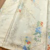 小紋 美品 しつけ糸付き ポリエステル 花柄 袷仕立て 身丈162cm 裄丈68.5cm ぼかし ベージュ_画像4
