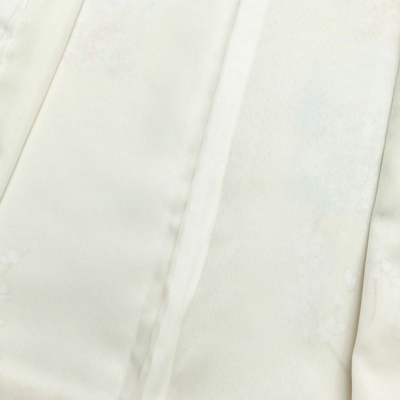 小紋 美品 しつけ糸付き ポリエステル 花柄 袷仕立て 身丈162cm 裄丈68.5cm ぼかし ベージュ_画像19