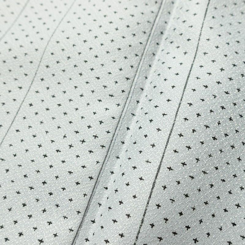 小紋 美品 しつけ糸付き ポリエステル 古典柄 袷仕立て 身丈164.5cm 裄丈67cm グレー_画像8