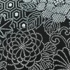 小紋 良品 縮緬 絞り風 ポリエステル 花柄 袷仕立て 身丈163cm 裄丈67cm 黒_画像7
