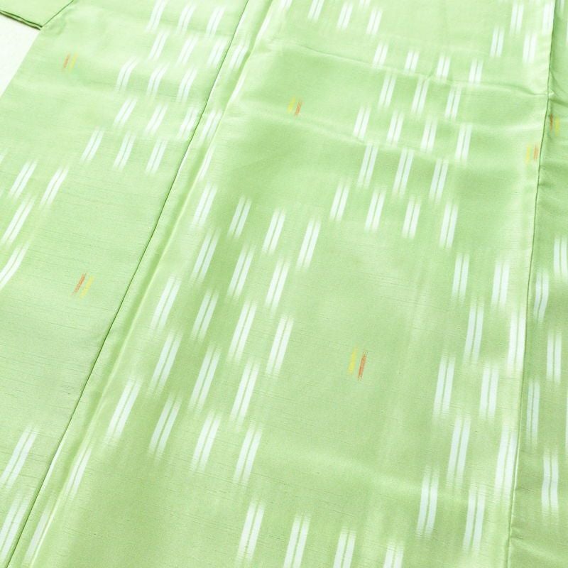 小紋 ポリエステル 古典柄 袷仕立て 身丈164.5cm 裄丈68cm 緑・うぐいす色_画像5