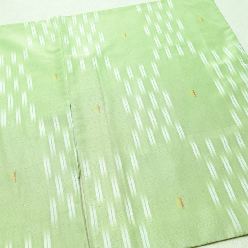 小紋 ポリエステル 古典柄 袷仕立て 身丈164.5cm 裄丈68cm 緑・うぐいす色_画像11