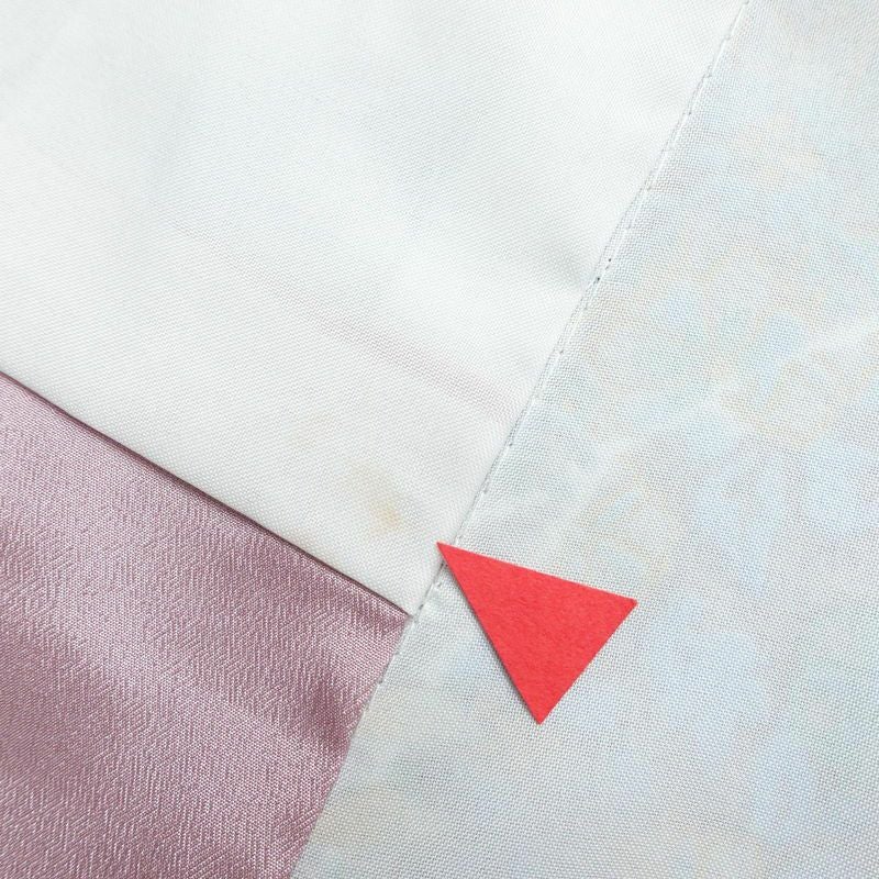 小紋 しつけ糸付き ポリエステル 花柄 袷仕立て 身丈159cm 裄丈67cm 紫・藤色_画像18