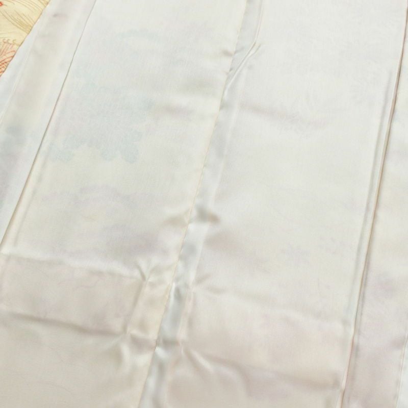 小紋 良品 しつけ糸付き ポリエステル 風景柄 袷仕立て 身丈151.5cm 裄丈62cm クリーム_画像18