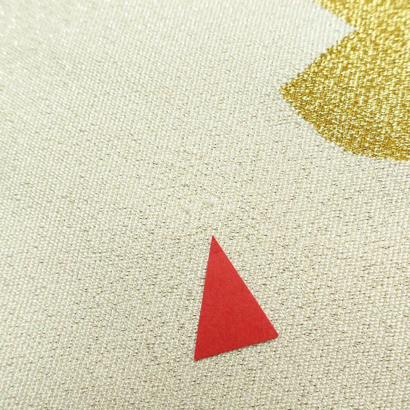 名古屋帯 つづれ織り 太鼓柄 良品 正絹 古典柄 名古屋仕立て 花柄 扇子 クリーム_画像10