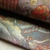 袋帯 洛中洛外図 本金箔プラチナ箔 全通柄 良品 フォーマル用 正絹 風景柄 箔 緑・うぐいす色_画像7