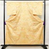 小紋 総柄 ポリエステル 花柄 袷仕立て 身丈155cm 裄丈64.5cm 一部しつけ糸付き ぼかし 着物 黄・黄土色_画像1