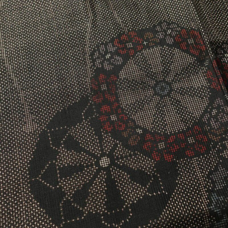 紬 正絹 古典柄 袷仕立て 身丈164.5cm 裄丈69.5cm 茶_画像7