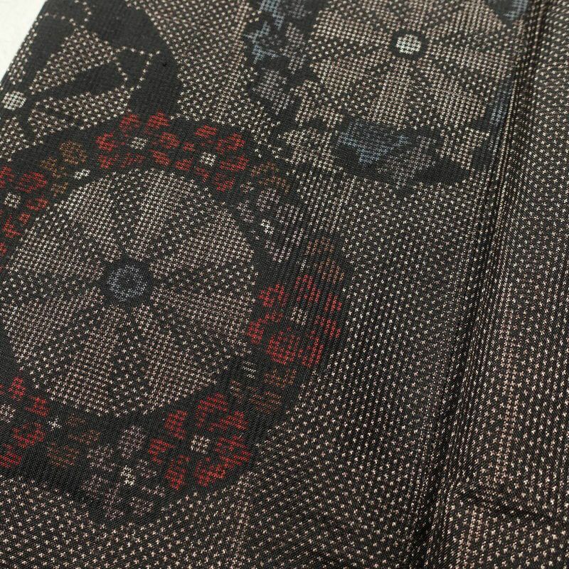 紬 正絹 古典柄 袷仕立て 身丈164.5cm 裄丈69.5cm 茶_画像8