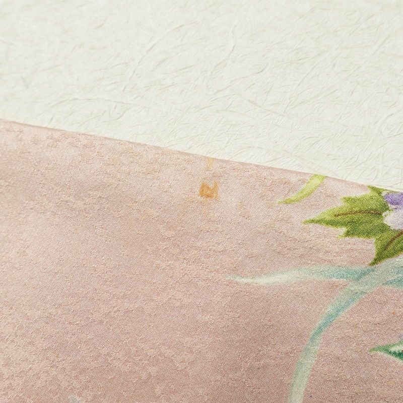 小紋 総柄 正絹 花柄 袷仕立て 身丈164cm 裄丈66.5cm 金彩 ピンク_画像18