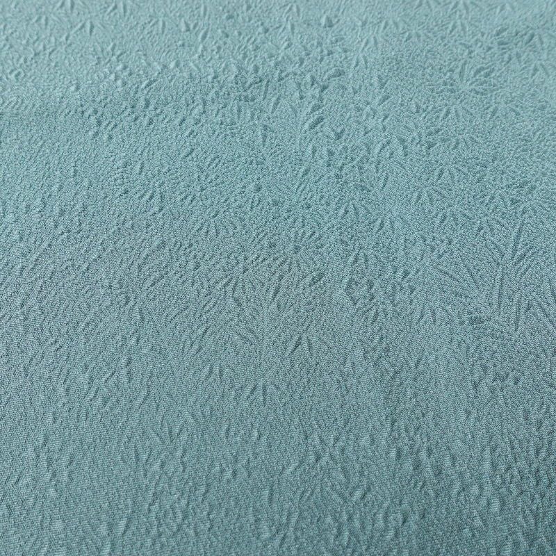 色無地 良品 一つ紋付き 正絹 木の葉・植物柄 袷仕立て 身丈151cm 裄丈64cm 青・紺_画像7