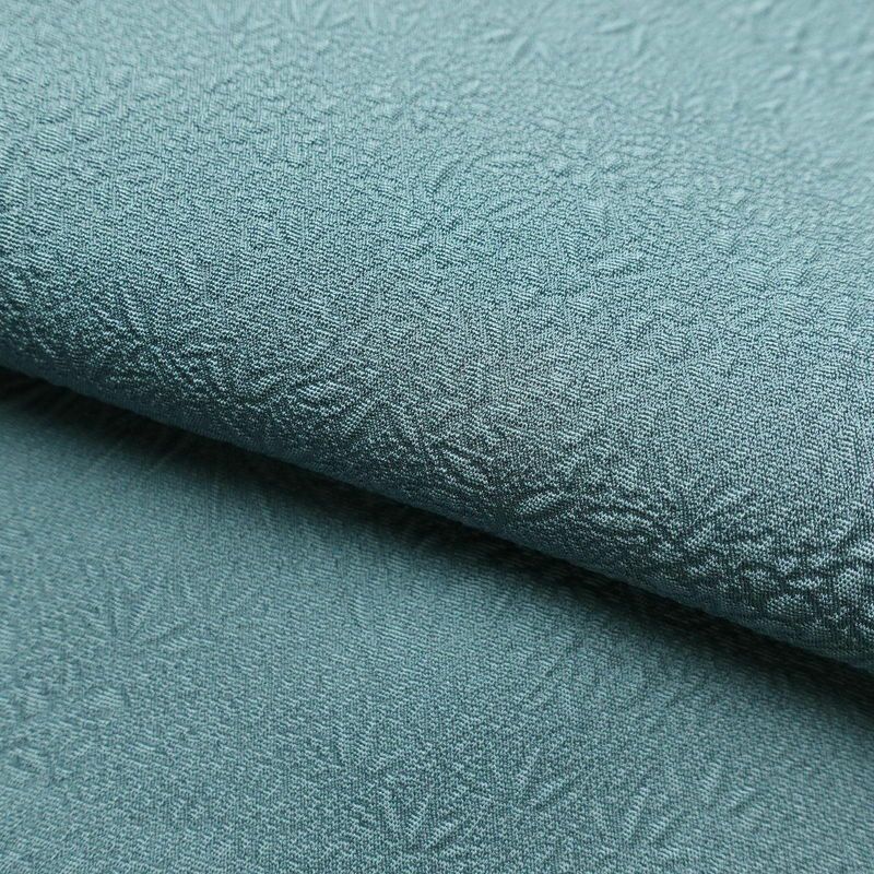 色無地 良品 一つ紋付き 正絹 木の葉・植物柄 袷仕立て 身丈151cm 裄丈64cm 青・紺_画像20