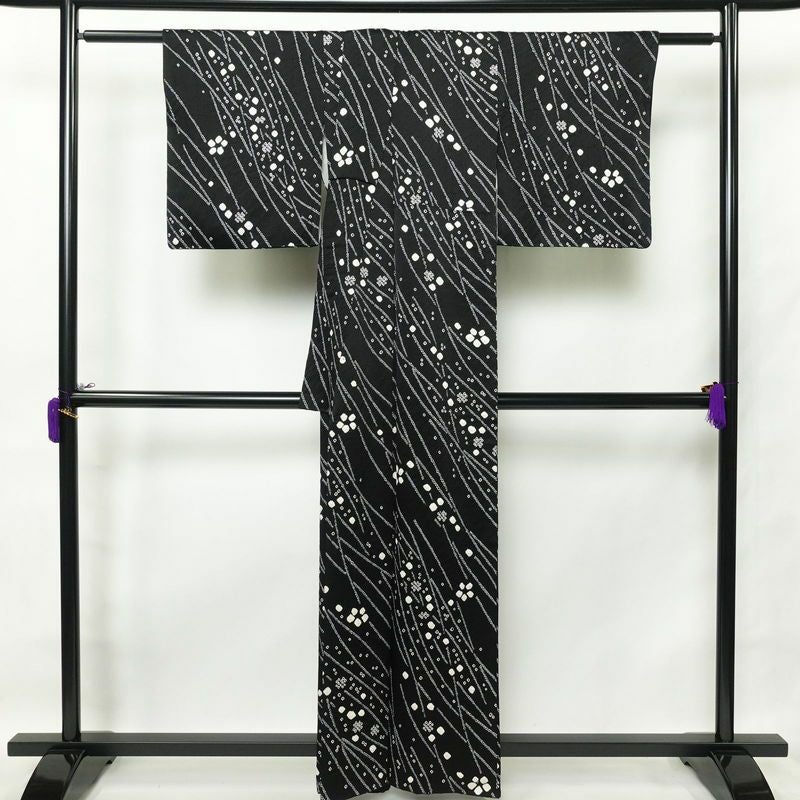 小紋 絞り 正絹 古典柄 袷仕立て 身丈160cm 裄丈66cm 黒_画像2