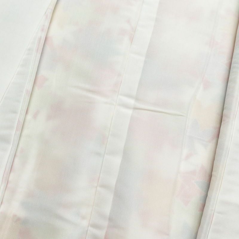 小紋 良品 縮緬 正絹 木の葉・植物柄 袷仕立て 身丈157.5cm 裄丈66cm 紅葉 橙_画像18