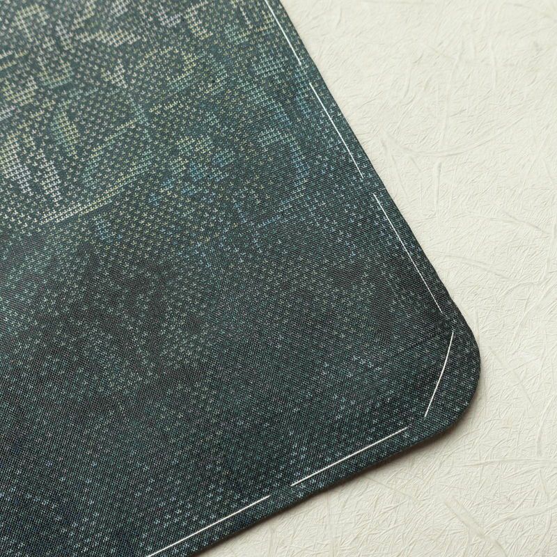 紬 良品 正絹 幾何学柄・抽象柄 袷仕立て 身丈160cm 裄丈65cm 一部しつけ糸付き 緑・うぐいす色_画像13