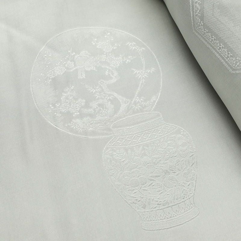 紬 良品 正絹 幾何学柄・抽象柄 袷仕立て 身丈160cm 裄丈65cm 一部しつけ糸付き 緑・うぐいす色_画像16