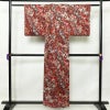 小紋 良品 正絹 花柄 袷仕立て 身丈156.5cm 裄丈63.5cm 辻が花風 赤・朱_画像2