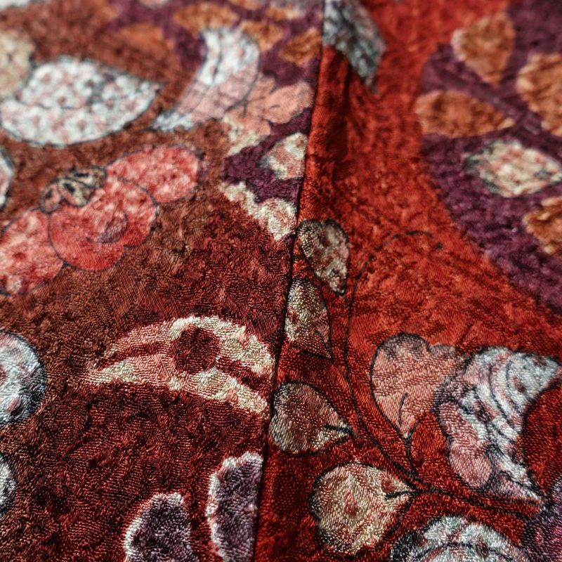 小紋 良品 正絹 花柄 袷仕立て 身丈156.5cm 裄丈63.5cm 辻が花風 赤・朱_画像9