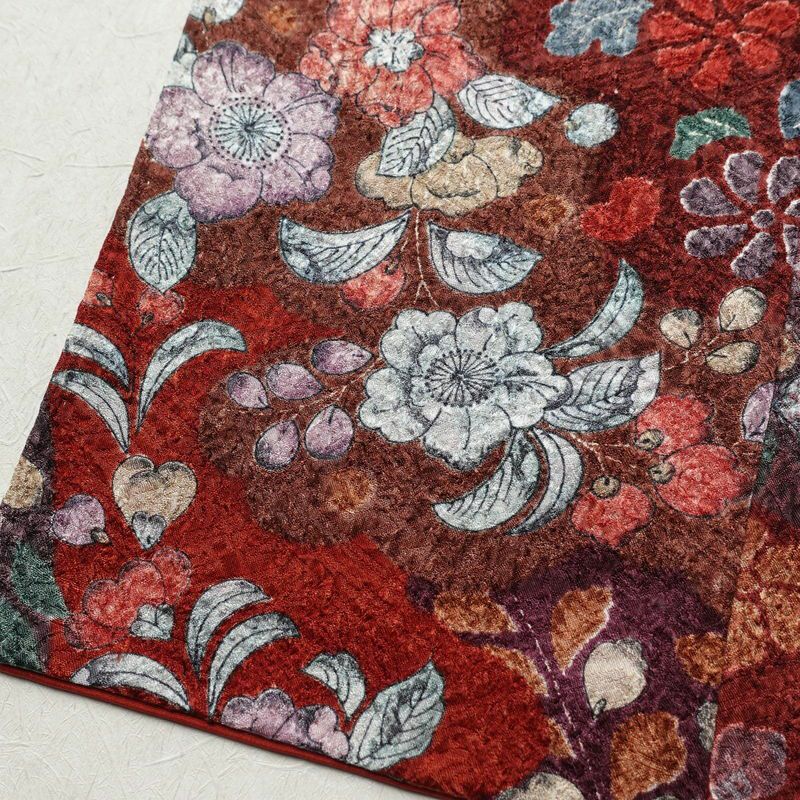小紋 良品 正絹 花柄 袷仕立て 身丈156.5cm 裄丈63.5cm 辻が花風 赤・朱_画像11