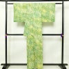 小紋 絞り 総絞り 正絹 亀甲柄 袷仕立て 身丈161cm 裄丈68cm 一部しつけ糸付き 緑・うぐいす色_画像2