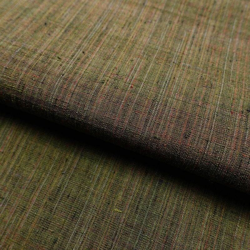 紬 正絹 その他の柄 袷仕立て 身丈156cm 裄丈63cm 緑・うぐいす色_画像20