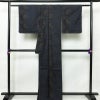 本場大島紬 純泥染 良品 証紙あり しつけ糸付き 正絹 花柄 袷仕立て 身丈163.5cm 裄丈66.5cm 青・紺_画像2