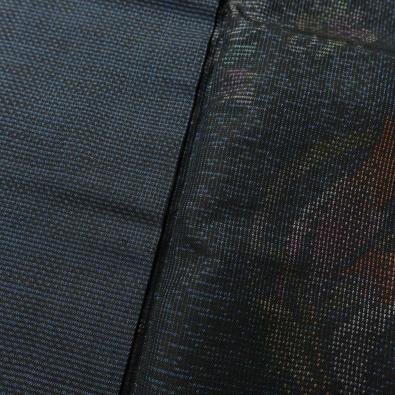 本場大島紬 純泥染 良品 証紙あり しつけ糸付き 正絹 花柄 袷仕立て 身丈163.5cm 裄丈66.5cm 青・紺_画像8