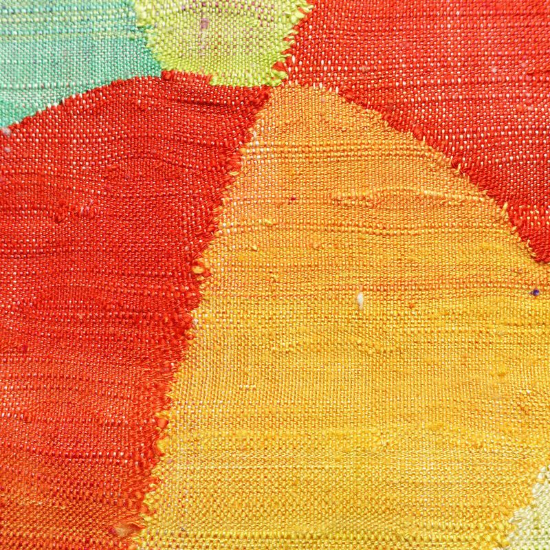 名古屋帯 紬地 太鼓柄 良品 正絹 古典柄 通し仕立て 黄・黄土色_画像3