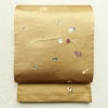 袋帯 六通柄 正絹 古典柄 刺繍 独楽 傘 黄・黄土色_画像1