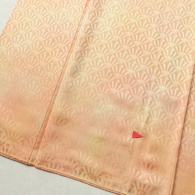 小紋 付下小紋 良品 一つ紋付き 正絹 古典柄 袷仕立て 身丈159.5cm 裄丈63.5cm ぼかし 橙_画像10