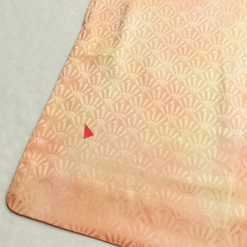 小紋 付下小紋 良品 一つ紋付き 正絹 古典柄 袷仕立て 身丈159.5cm 裄丈63.5cm ぼかし 橙_画像15