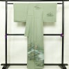 付け下げ しつけ糸付き 正絹 風景柄 袷仕立て 身丈159cm 裄丈68cm 箔 緑・うぐいす色_画像2