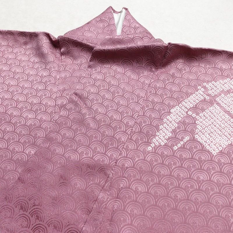 付け下げ 良品 絞り 正絹 古典柄 袷仕立て 身丈156.5cm 裄丈64.5cm 刺繍 紫・藤色_画像16