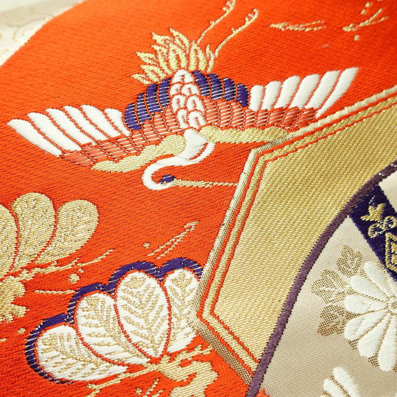 袋帯 六通柄 フォーマル用 正絹 古典柄 扇面 箔 ベージュ_画像4