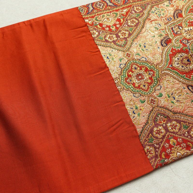 袋帯 六通柄 良品 フォーマル用 正絹 幾何学柄・抽象柄 金通し 橙_画像16