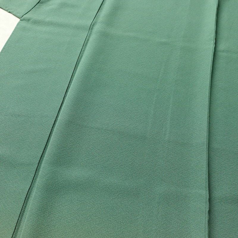 付け下げ 良品 縮緬 一つ紋付き 正絹 ぼかし その他の柄 袷仕立て 身丈167.5cm 裄丈68cm 緑・うぐいす色_画像5
