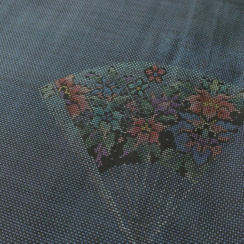 大島紬 良品 証紙なし しつけ糸付き 正絹 古典柄 袷仕立て 身丈159cm 裄丈68.5cm 青・紺_画像6