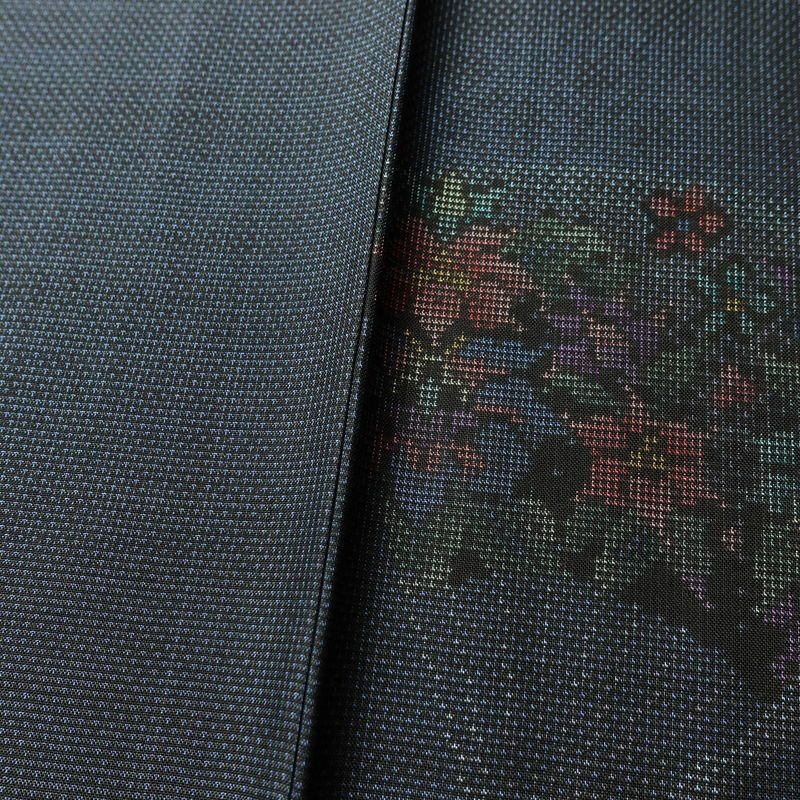 大島紬 良品 証紙なし しつけ糸付き 正絹 古典柄 袷仕立て 身丈159cm 裄丈68.5cm 青・紺_画像10