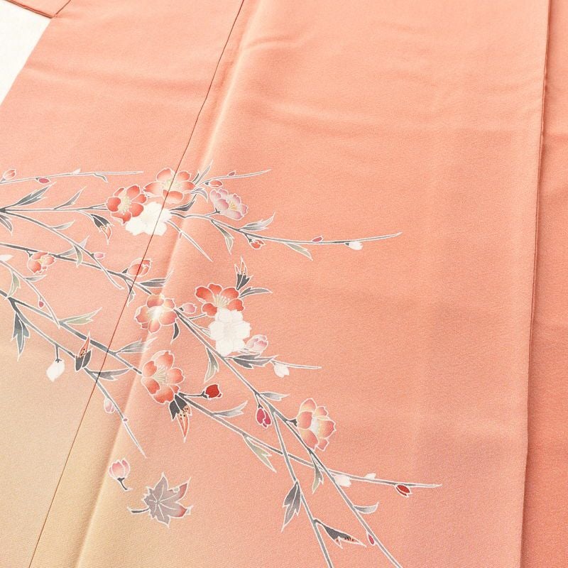 訪問着 美品 加賀友禅 落款入り 作家物 正絹 花柄 袷仕立て 身丈163.5cm 裄丈66.5cm ピンク_画像5