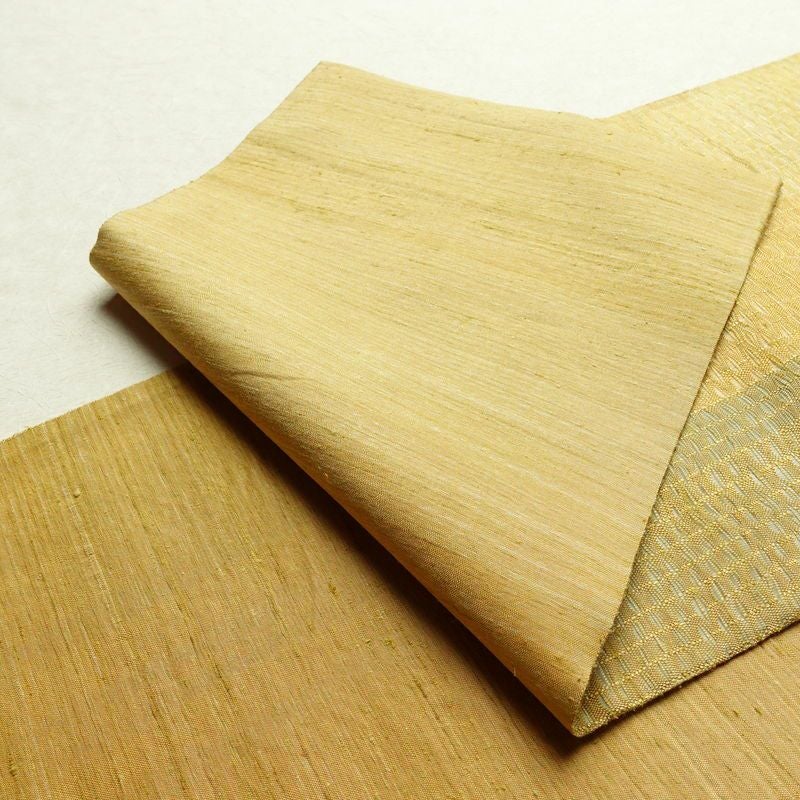袋帯 太鼓柄 良品 すくい織 一般用 正絹 風景柄 黄・黄土色_画像9