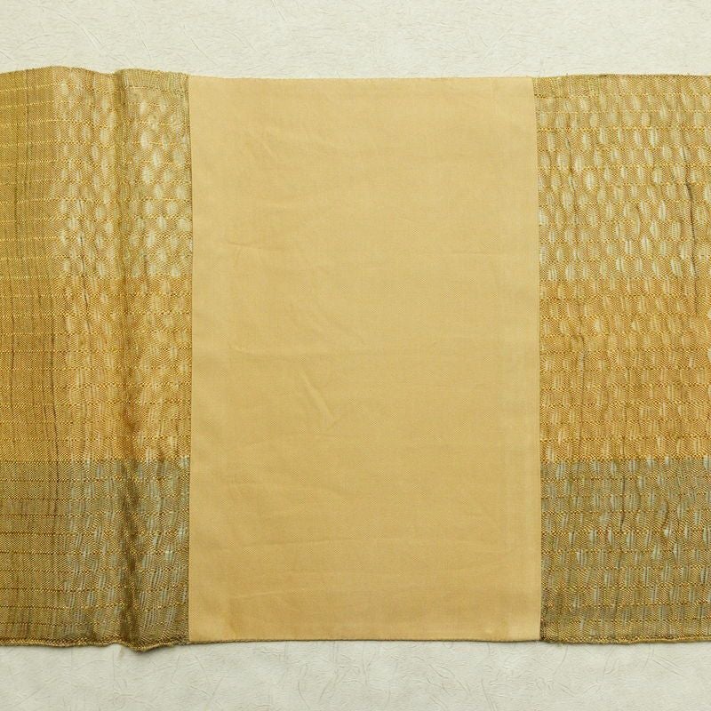 袋帯 太鼓柄 良品 すくい織 一般用 正絹 風景柄 黄・黄土色_画像15