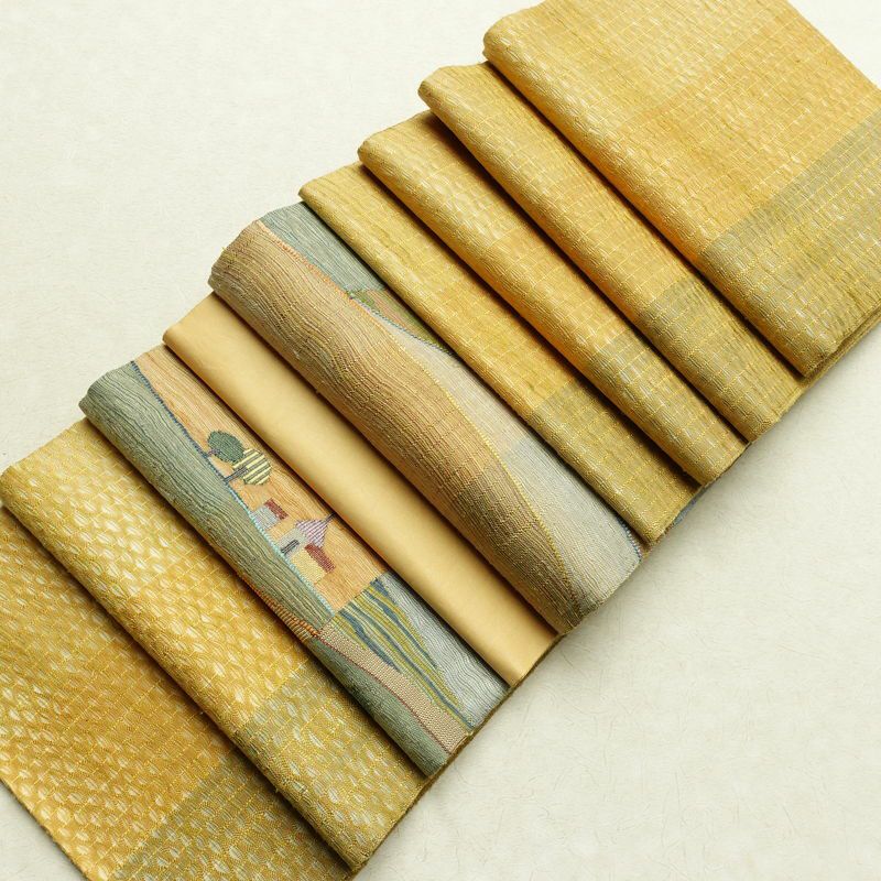 袋帯 太鼓柄 良品 すくい織 一般用 正絹 風景柄 黄・黄土色_画像21