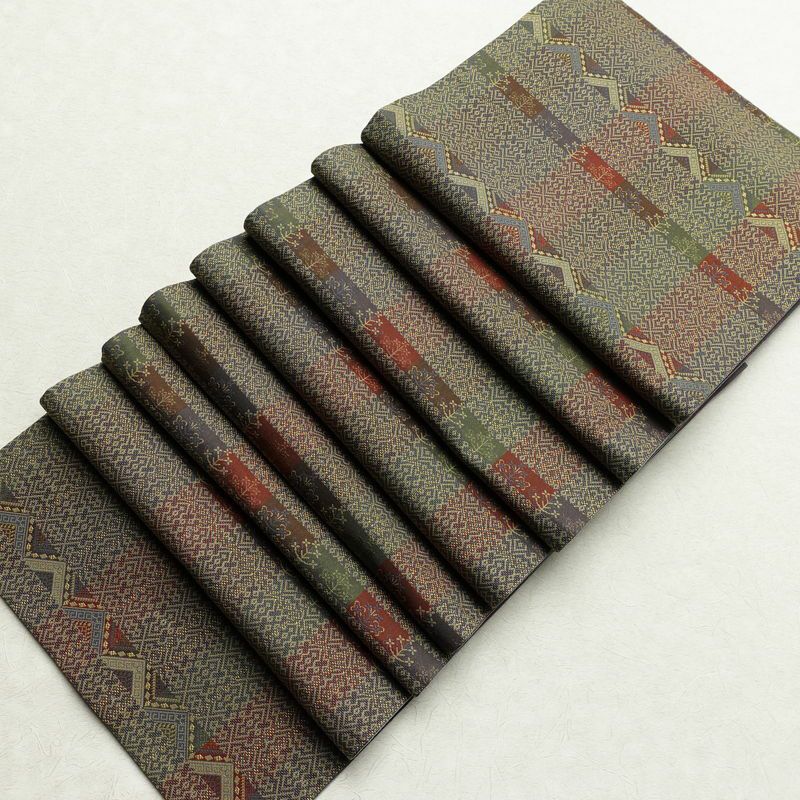 袋帯 全通柄 良品 一般用 正絹 幾何学柄・抽象柄 多色使い_画像16