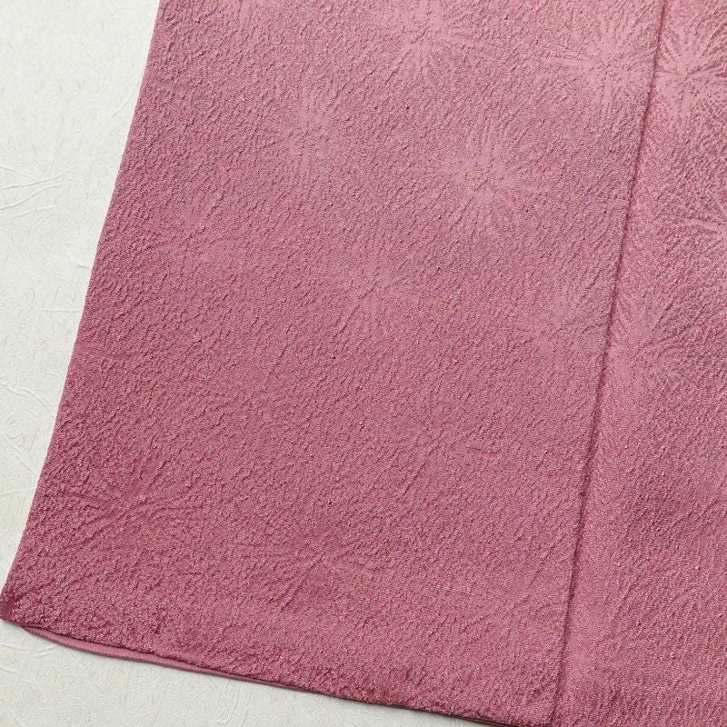 色無地 良品 正絹 花柄 袷仕立て 身丈152.5cm 裄丈63.5cm 紫・藤色_画像11