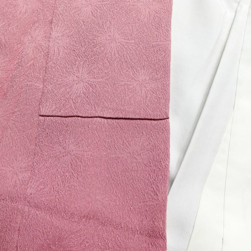 色無地 良品 正絹 花柄 袷仕立て 身丈152.5cm 裄丈63.5cm 紫・藤色_画像16