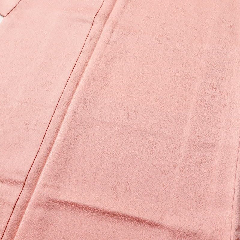 色無地 美品 一つ紋付き 正絹 木の葉・植物柄 袷仕立て 身丈158.5cm 裄丈69cm 一部しつけ糸付き ピンク_画像5